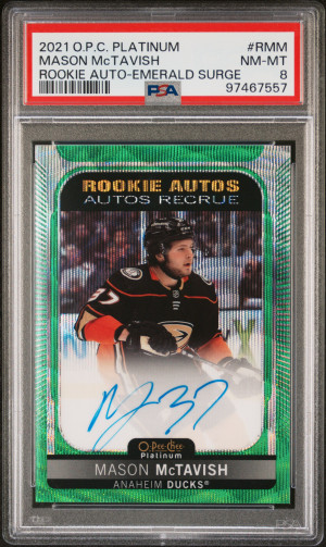 2021 Upper Deck O-Pee-Chee Platinum Rookie Autograph Mason Mctavish Rookie Auto-Emerald Surge front