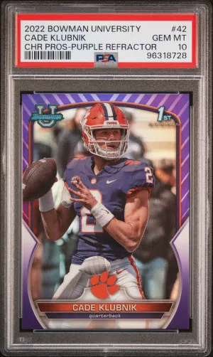 2022 Bowman University Chrome Prospects Cade Klubnik Chr Pros-Purple Refractor front
