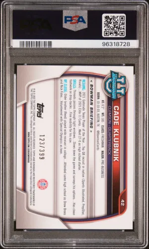 2022 Bowman University Chrome Prospects Cade Klubnik Chr Pros-Purple Refractor back
