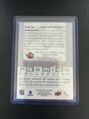 2022-23 Upper Deck Premier Jake Sanderson #SRR-SA (95/99) Super Rookies back