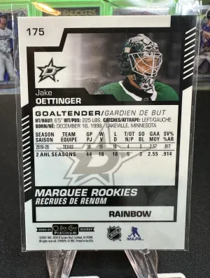 2020-21 OPC O-Pee-Chee Platinum JAKE OETTINGER Rookie RC RAINBOW REFRACTOR PARALLEL #175 - DALLAS STARS back