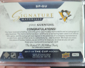 2017-18 The Cup Signature Materials Kake Guetzel 60/99 back