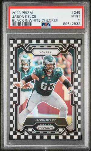 2023 Panini Prizm Jason Kelce Black & White Checker front