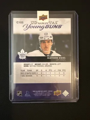2023-24 Upper Deck  Matthew Knies Canvas Young Guns back