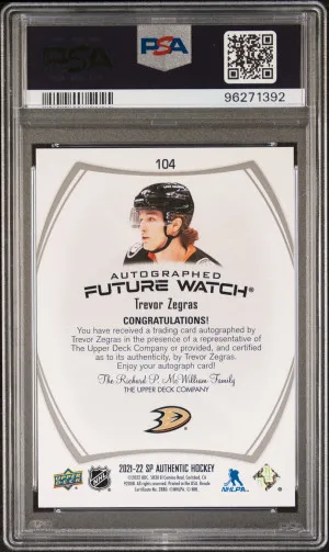 2021 Sp Authentic Trevor Zegras Autograph back