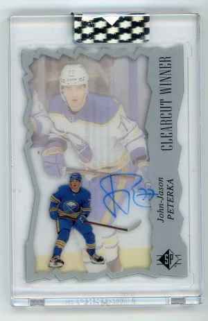 2021-22 Upper Deck Clear Cut #CW-JJ JJ Peterka Clear Cut Winner Rookie Autograph front