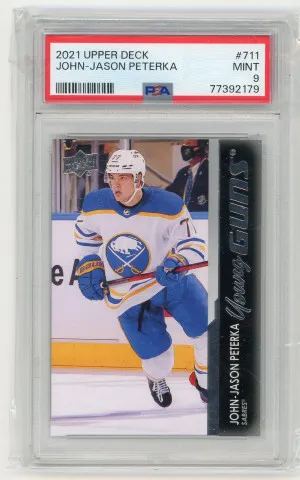 2021-22 Upper Deck #711 John-Jason Peterka Young Guns PSA 9 Mint front