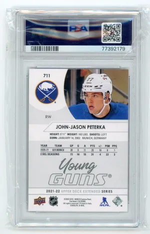 2021-22 Upper Deck #711 John-Jason Peterka Young Guns PSA 9 Mint back