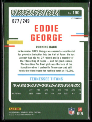 2023 Panini Donruss Optic Prizm Eddie George #190 077/249 back