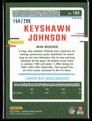 2023 Panini Donruss Optic Prizm Keyshawn Johnson #184 154/299 back