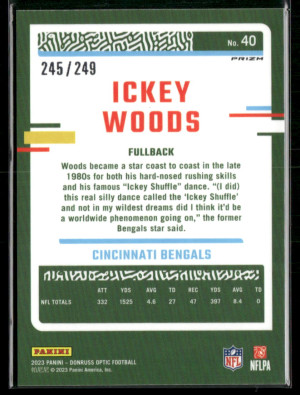 2023 Panini Donruss Optic Prizm Ickey Woods #40 245/249 back