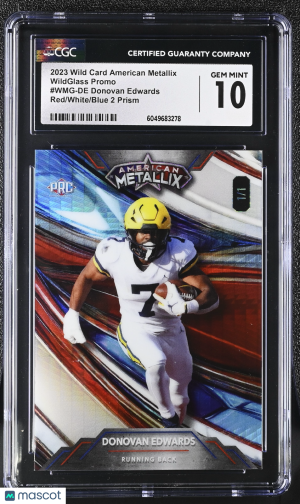 2023 Wild Card American Metallix Donovan Edwards #WMG-DE 1/1 CGC 10 front