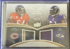 2009 Exquisite Collection Combo Patch Brian Urlacher Ray Lewis #02/50 front