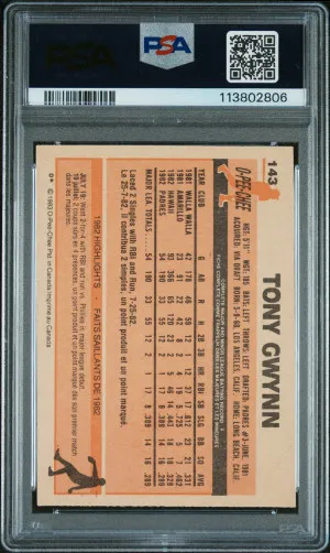1983 O-Pee-Chee Tony Gwynn back