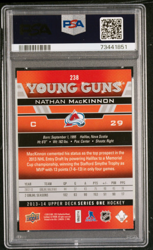 2013 Upper Deck Nathan Mackinnon Young Guns #238 PSA 10 back