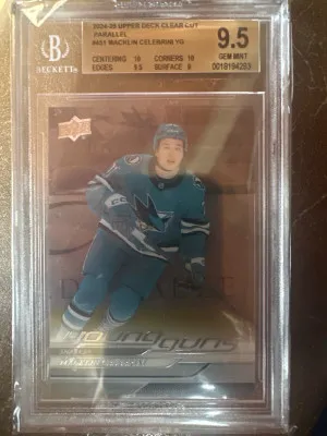 2025 Macklin Celebrini Young Guns Clear Cut BGS 9.5 front