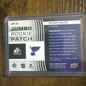 Zachary Bolduc Premier Rookie Jumbo Patches /25 back