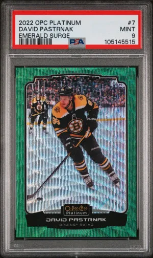 22-23 OPC Platinum - David Pastrnak - Emerald Surge /10 - PSA 9 front