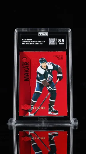 Cale Makar 2023 Skybox Metal Universe  #125 Precious Metal Gems Red PMG front