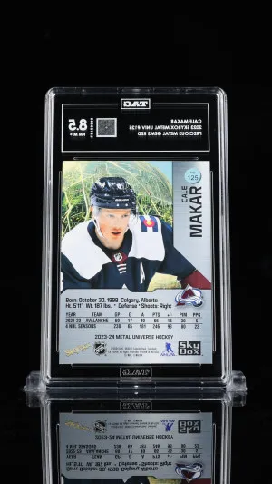 Cale Makar 2023 Skybox Metal Universe  #125 Precious Metal Gems Red PMG back