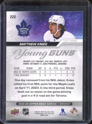 2023 Upper Deck Deluxe Young Guns Matthew Knies #222 137/250 back