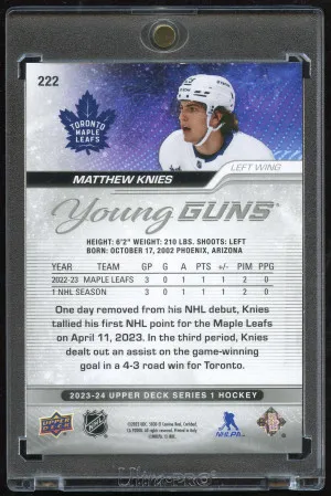 2023 Upper Deck Outburst Silver Young Guns Matthew Knies #222 back