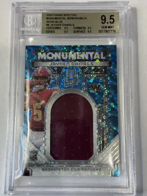 2024 Panini Spectra Monumental Memorabilia Neon Blue /50 front