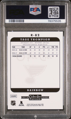 2017 O-Pee-Chee Platinum Retro Tage Thompson #R-82 Rainbow PSA 10 back