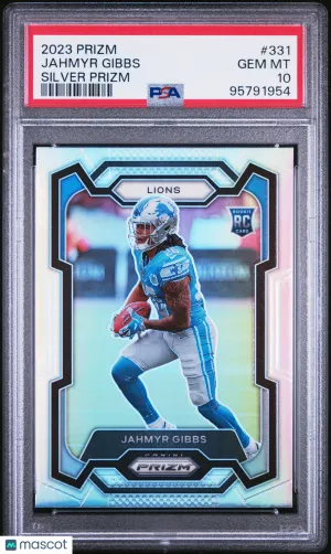 2023 Panini Prizm Jahmyr Gibbs #331 Silver PSA 10 front
