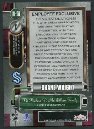 2023 UD RC PMG Employee Exclusive Shane Wright back