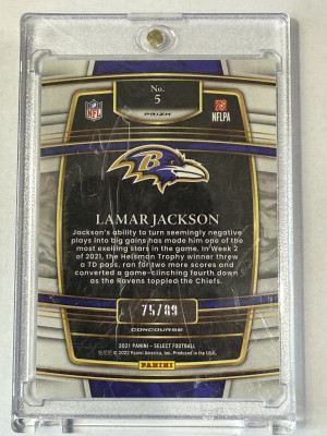 2021 Select Lamar Jackson Snake Skin 75/89 back
