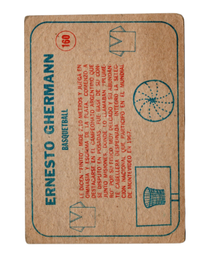 1967 Crack Figuritas Sport # 160 Ernesto Ghermann Basquetball (Argentina) back
