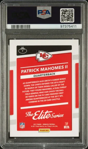 2017 Panini Donruss The Elite Series Patrick Mahomes II #7 Rookies PSA 9 back