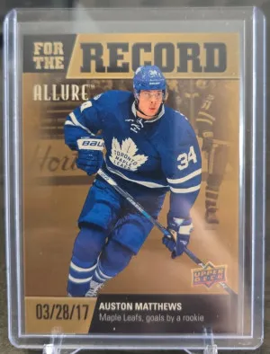 2019-20 UD Allure Auston Matthews For The Record Golden Treasures 1/1 front
