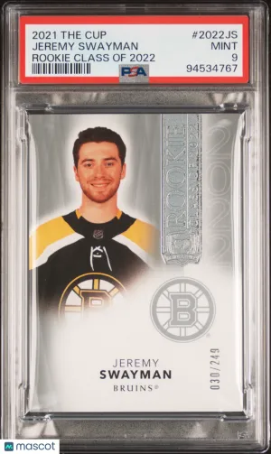 2021 UD The Cup Rookie Class Of 22 Jeremy Swayman #2022JS 030/249 PSA 9 front
