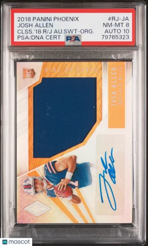2018 Panini Phoenix Josh Allen Orange Rookie Patch Auto /99 PSA 8 POP 2 front