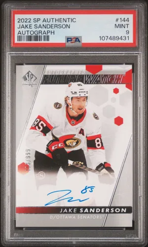 2022 SP Authentic Jake Sanderson Future Watch Autograph PSA 9 Mint front