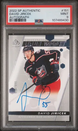 2022 SP Authentic David Jiricek Future Watch Autograph PSA 9 Mint front