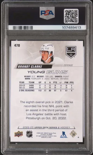 2022 Upper Deck Brandt Clarke Young Guns PSA 10 Gem Mint back