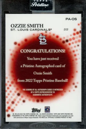 Ozzie Smith 2022 Topps Pristine #PA-OS Autograph back