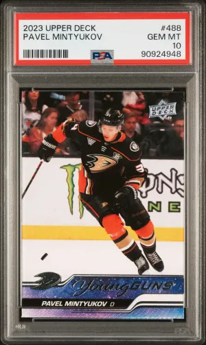 2023 Upper Deck Pavel Mintyukov Young Guns PSA 10 Gem Mint front
