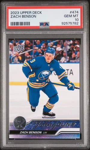 2023 Upper Deck Zach Benson Young Guns PSA 10 Gem Mint front