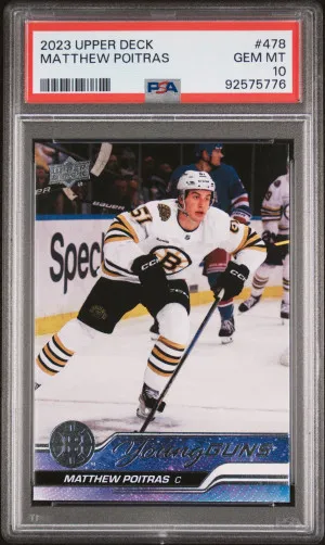 2023 Upper Deck Matthew Poitras Young Guns PSA 10 Gem Mint front