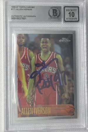 1996-97 Topps Chrome Allen Iverson RC auto front
