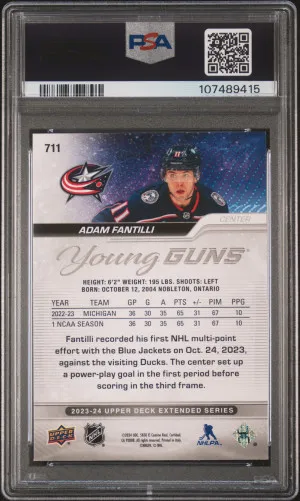 2023 Upper Deck Adam Fantilli Young Guns PSA 9 Mint back