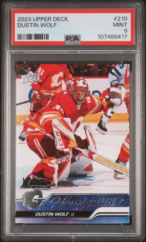 2023 Upper Deck Dustin Wolf Young Guns PSA 9 Mint front