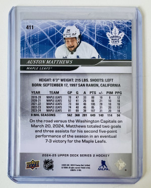 2025 2024-25 Upper Deck UD Exclusives Auston Matthews 089/100 back