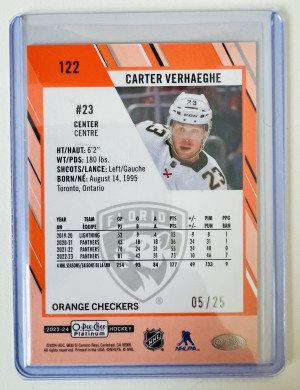 2023-24 O-Pee-Chee Platinum Orange Checkers Carter Verhaeghe 05 / 25 back