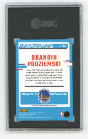 2023-24 Donruss Optic BRANDIN PODZIEMSKI Rookie RC AUTO AUTOGRAPH - GEM SGC 10 Golden State Warriors back