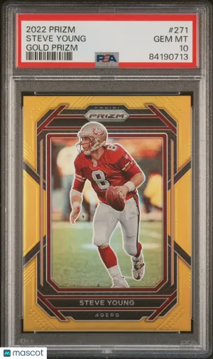 2022 PANINI PRIZM FOOTBALL STEVE YOUNG TRUE GOLD /10 #271 PSA 10 49ERS front